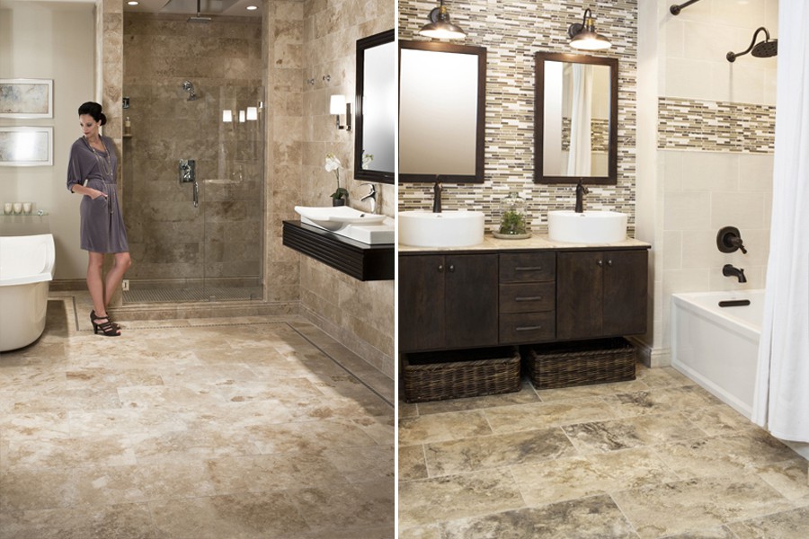 Travertine Bathroom Floor and Wall