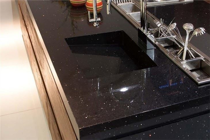 Galaxy Black Quartz Kitchen Countertop